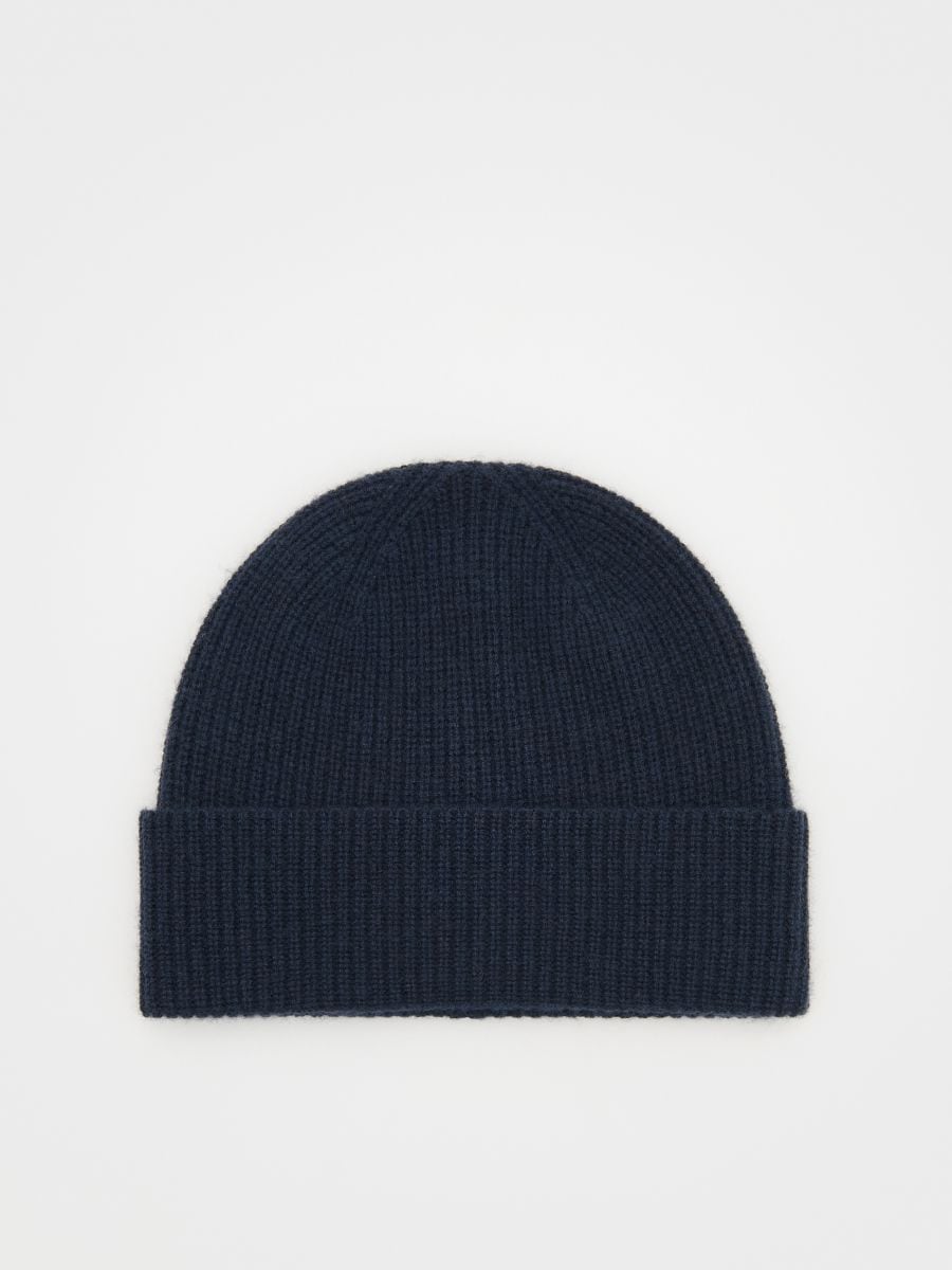 Wool rich beanie with cashmere blend - navy - RESERVED