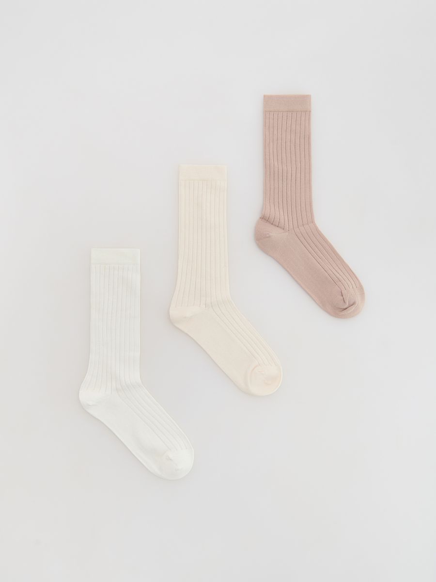 Long socks 3-pack - cream - RESERVED