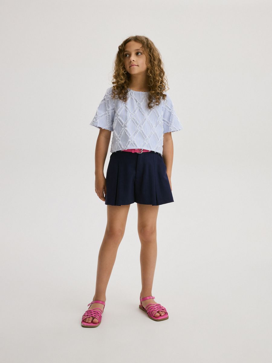 Pleated shorts - navy - RESERVED - 2