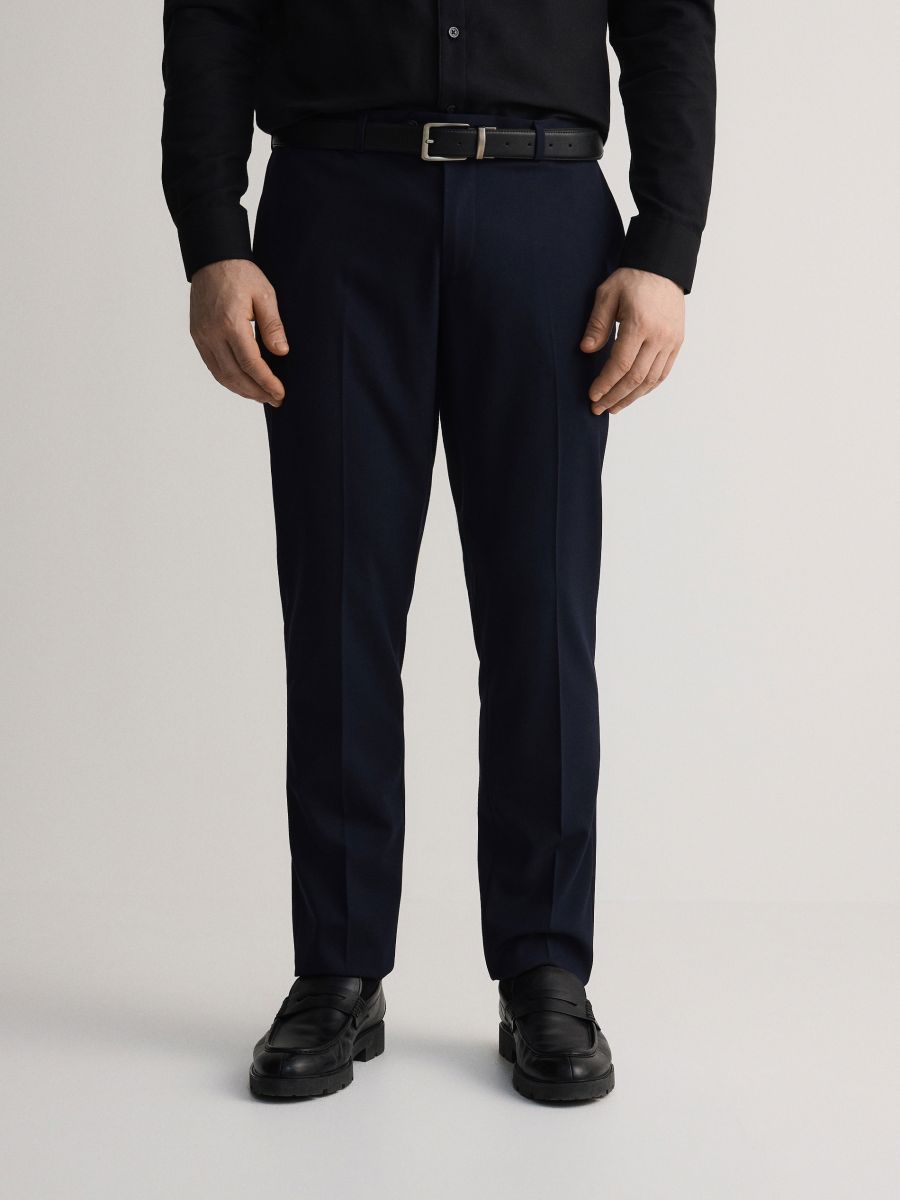 Creased suit trousers - navy - RESERVED