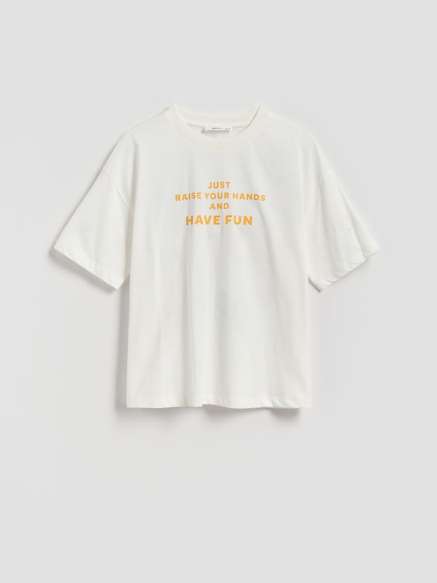 T-shirt with print - cream - RESERVED