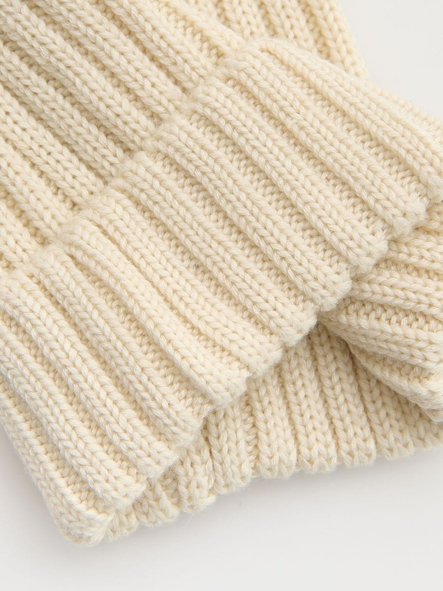 Ribbed beanie with pom pom detail - cream - RESERVED - 2