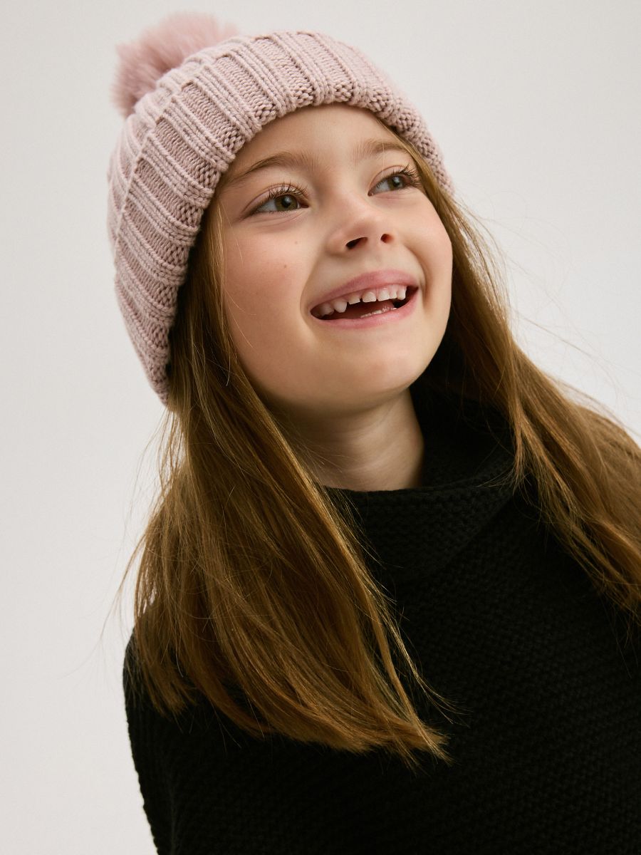 Ribbed beanie with pom pom detail - pastel pink - RESERVED - 2