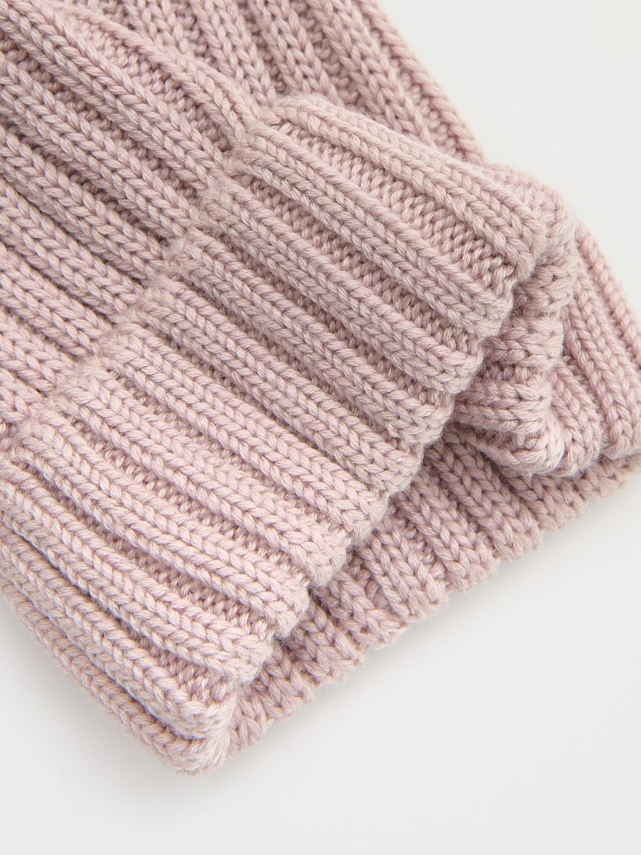 Ribbed beanie with pom pom detail - pastel pink - RESERVED - 4