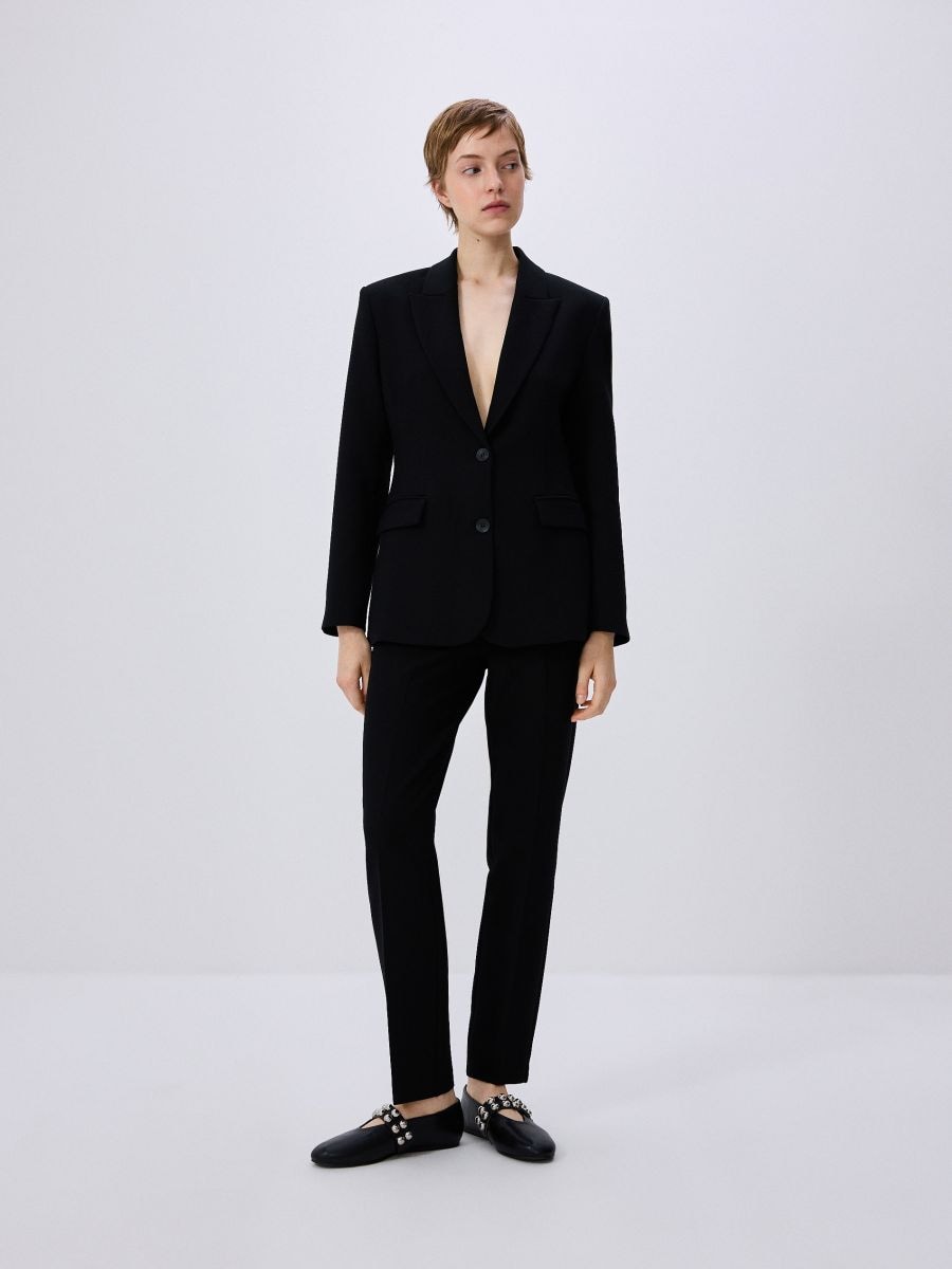 Waist-fitted blazer with viscose blend - black - RESERVED - 2