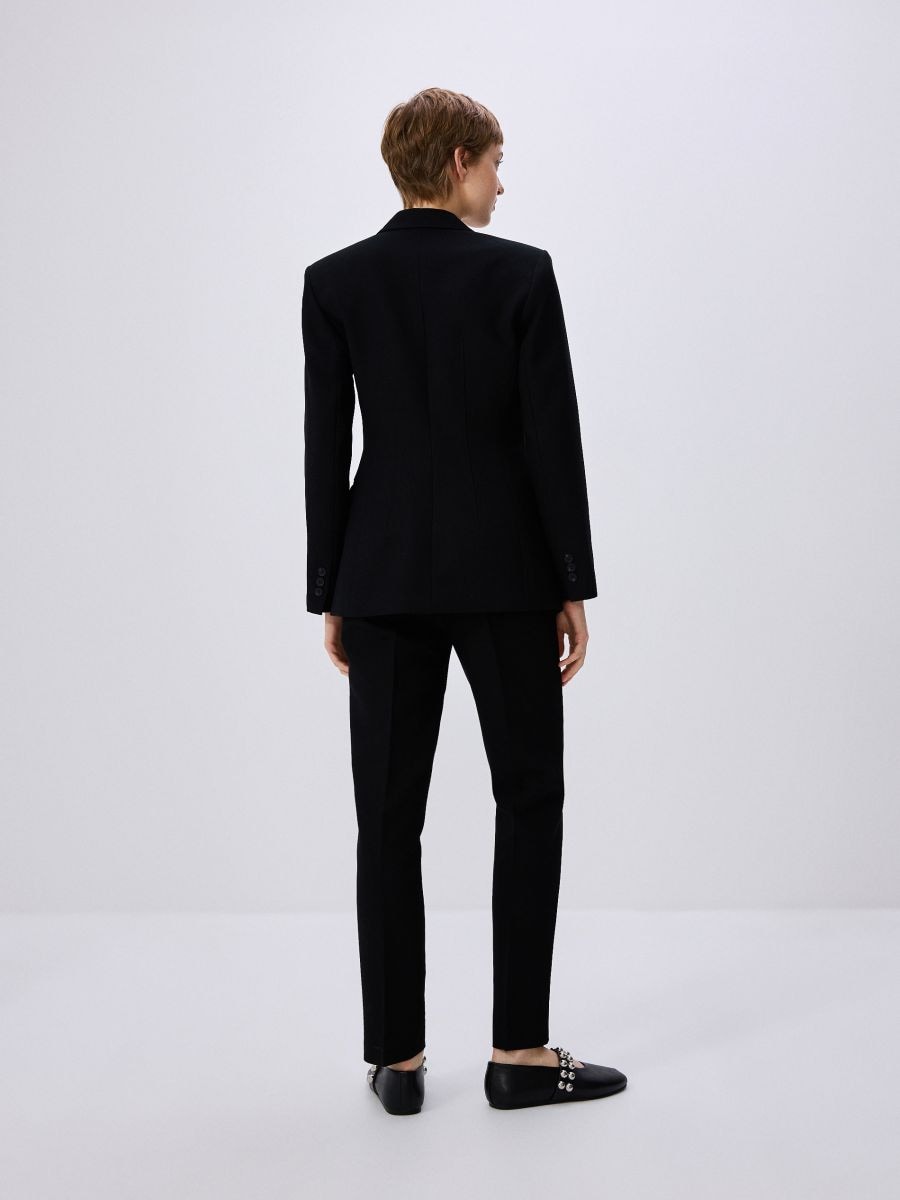 Waist-fitted blazer with viscose blend - black - RESERVED - 3