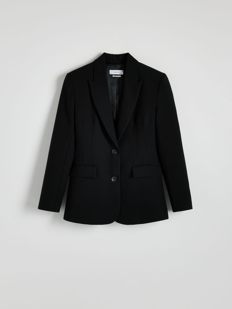 Waist-fitted blazer with viscose blend - black - RESERVED - 5