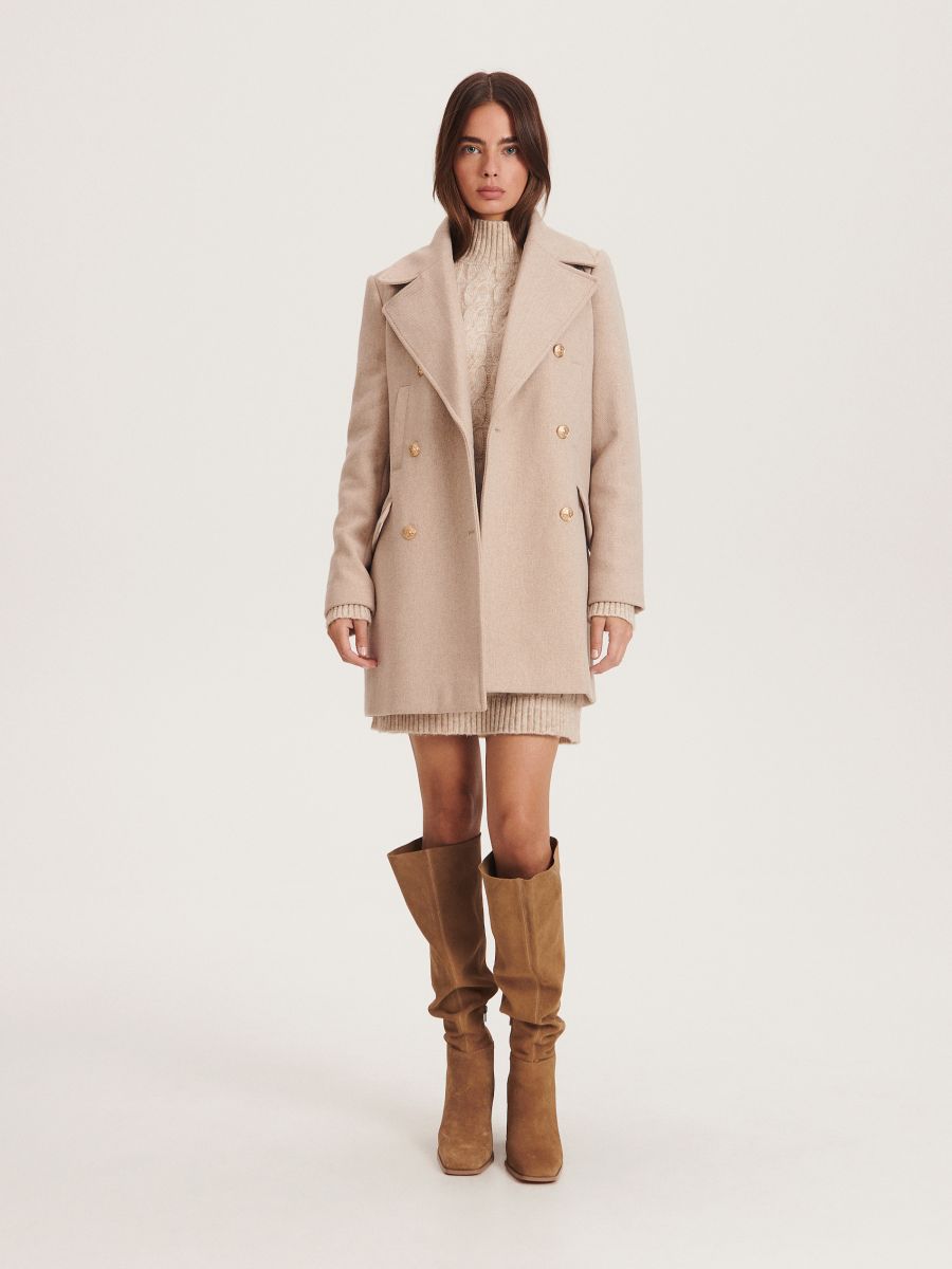 Marine coat with wool blend - beige - RESERVED