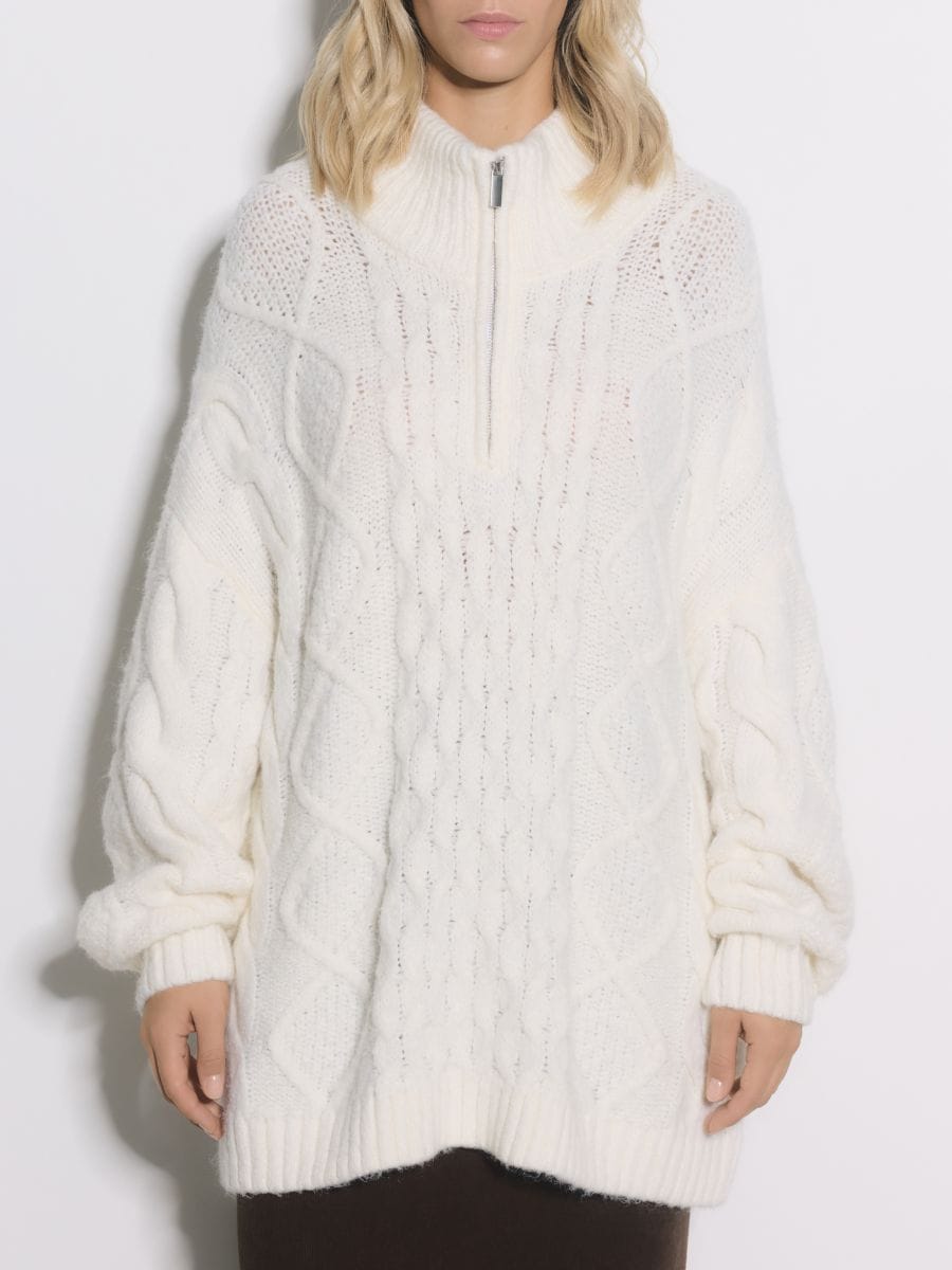 Decorative knit jumper - cream - RESERVED