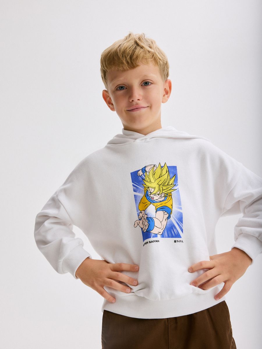 BOYS` SWEATSHIRT - white - RESERVED