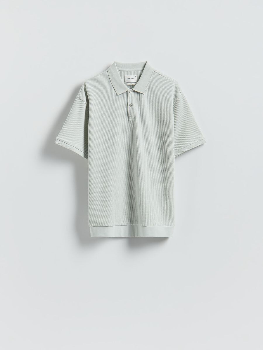 Comfort fit Polo majica od strukturirane tkanine - bledoplavo - RESERVED