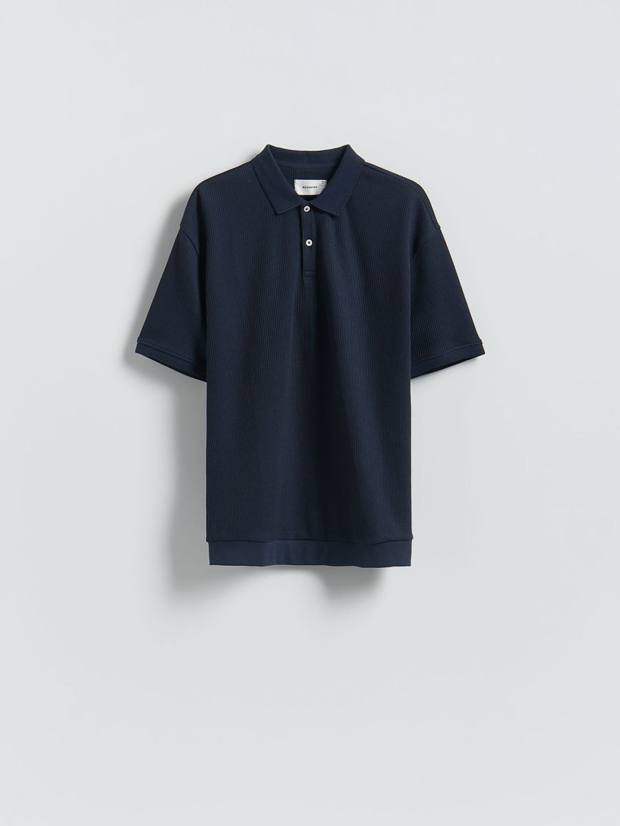 Strukturalne polo comfort fit - granatowy - RESERVED
