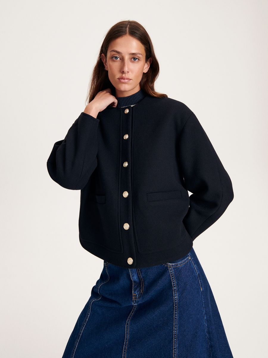Wool blend bomber jacket - navy - RESERVED - 3