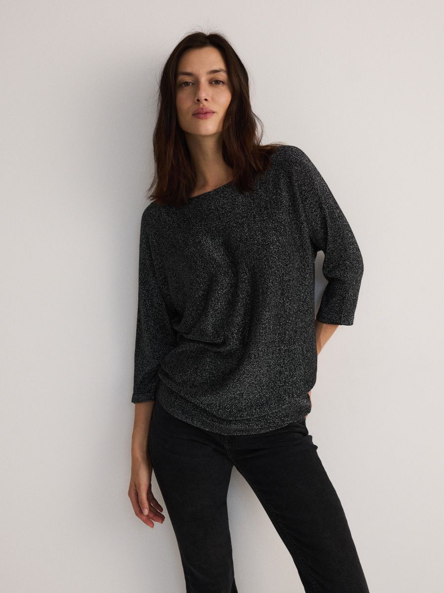 Metallic knit jumper - black - RESERVED