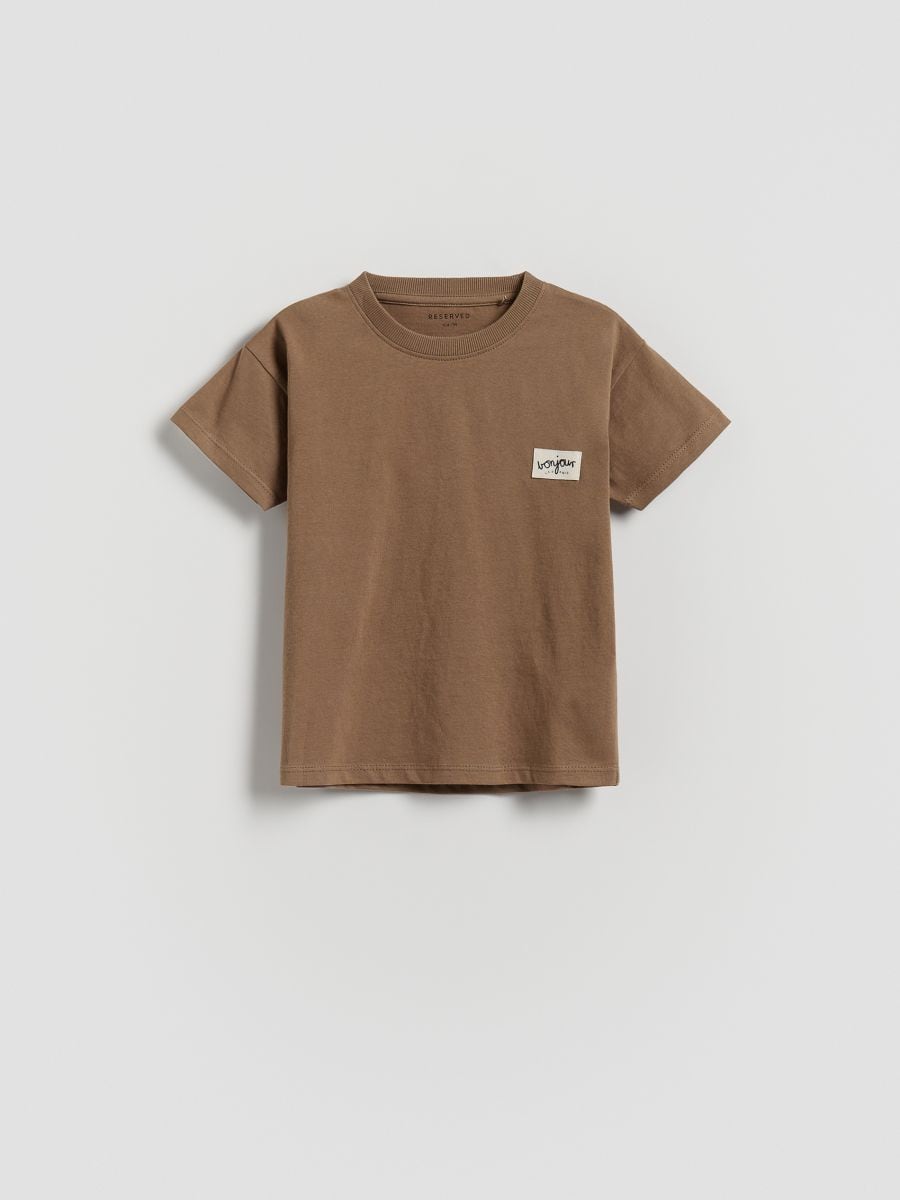 Bawełniany t-shirt - brązowy - RESERVED
