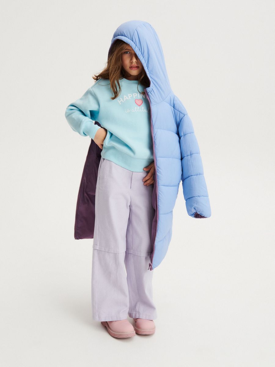 Cappotto reversibile con cappuccio - viola acciaio - RESERVED - 13
