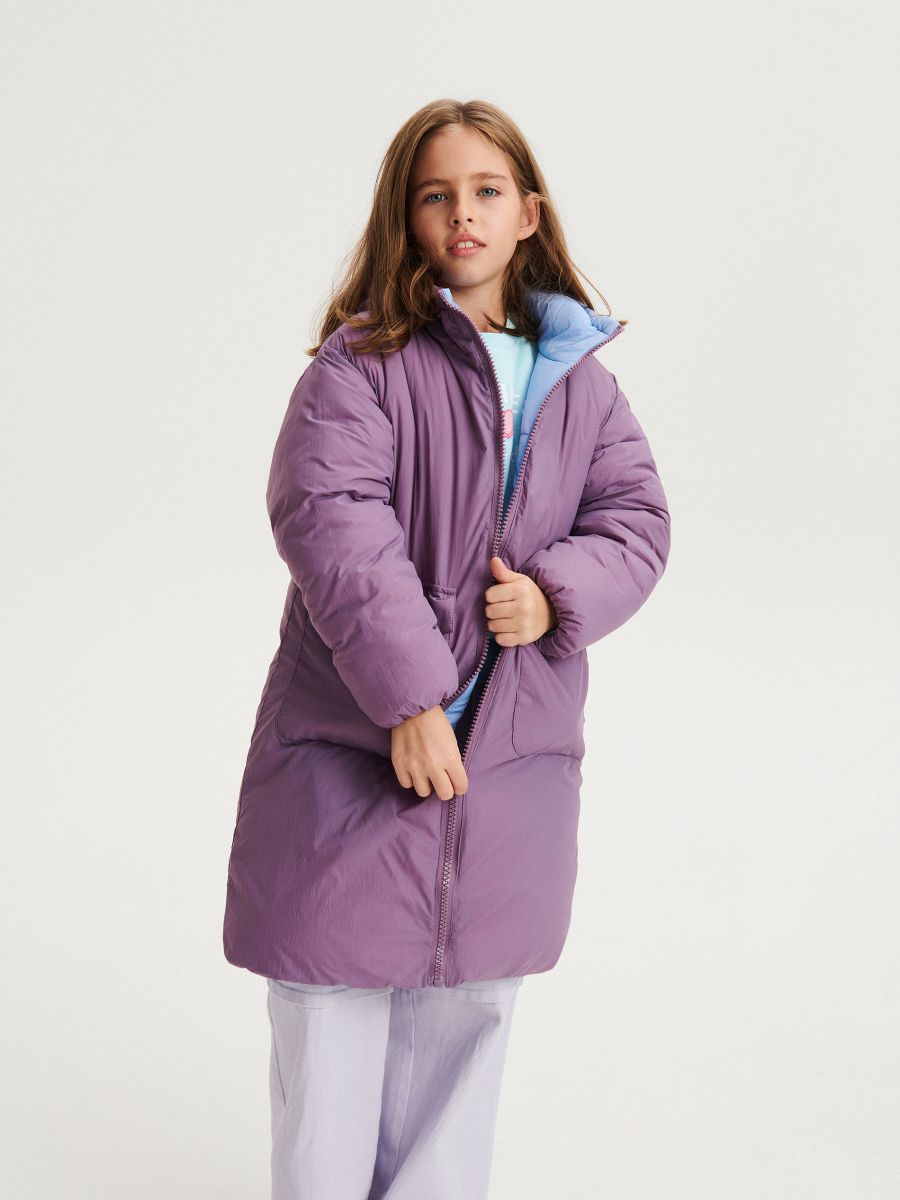 Cappotto reversibile con cappuccio - viola acciaio - RESERVED - 14