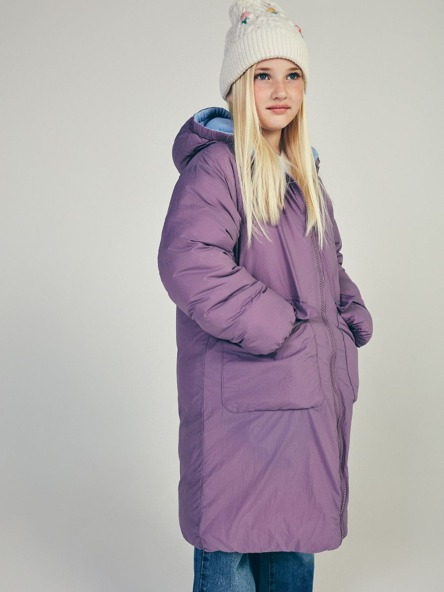 Cappotto reversibile con cappuccio - viola acciaio - RESERVED - 2