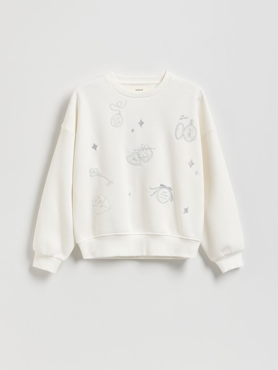 Sweatshirt com bordado - creme - RESERVED