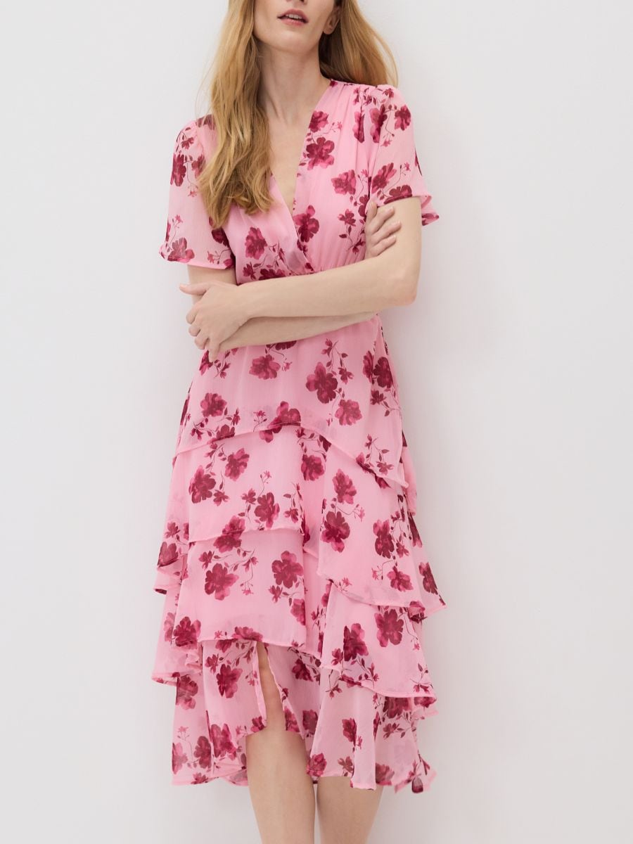 Patterned dress with ruffles - multicolor - RESERVED - 2