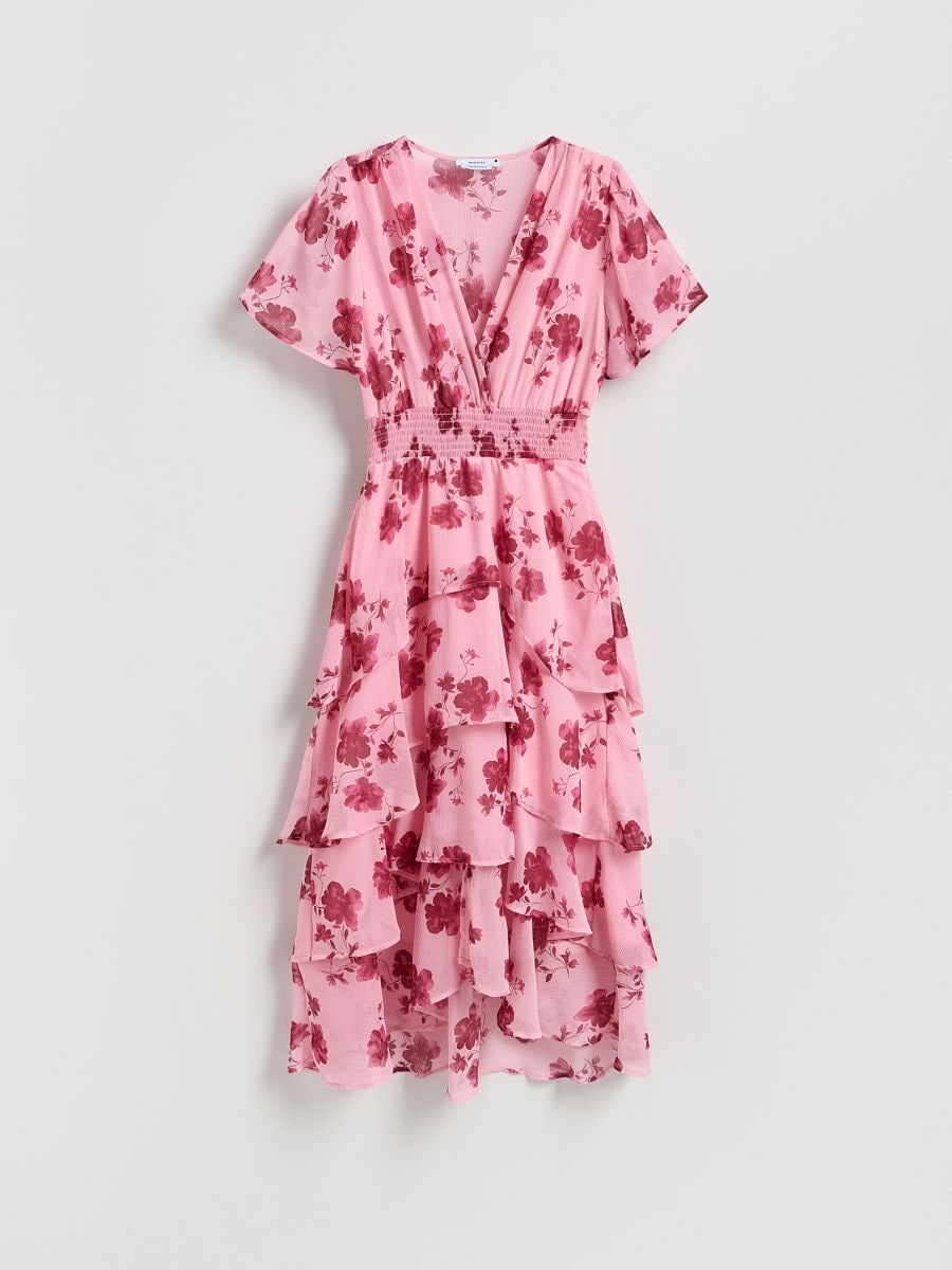 Gemustertes Kleid mit Rüschen - bunt - RESERVED