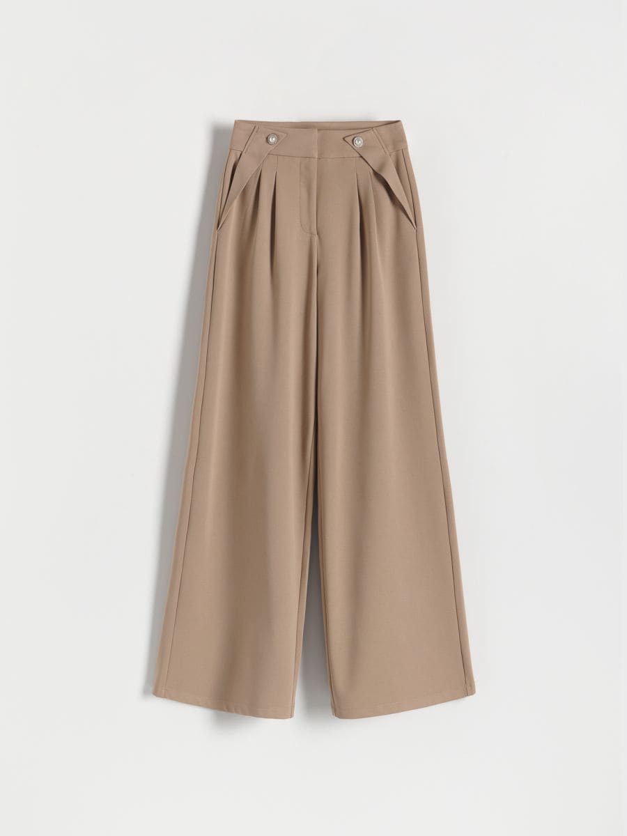 Trousers with ornament buttons - beige - RESERVED - 6