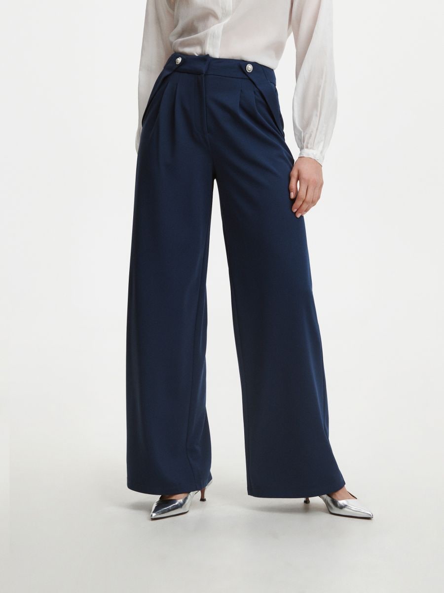Trousers with ornament buttons - navy - RESERVED - 4