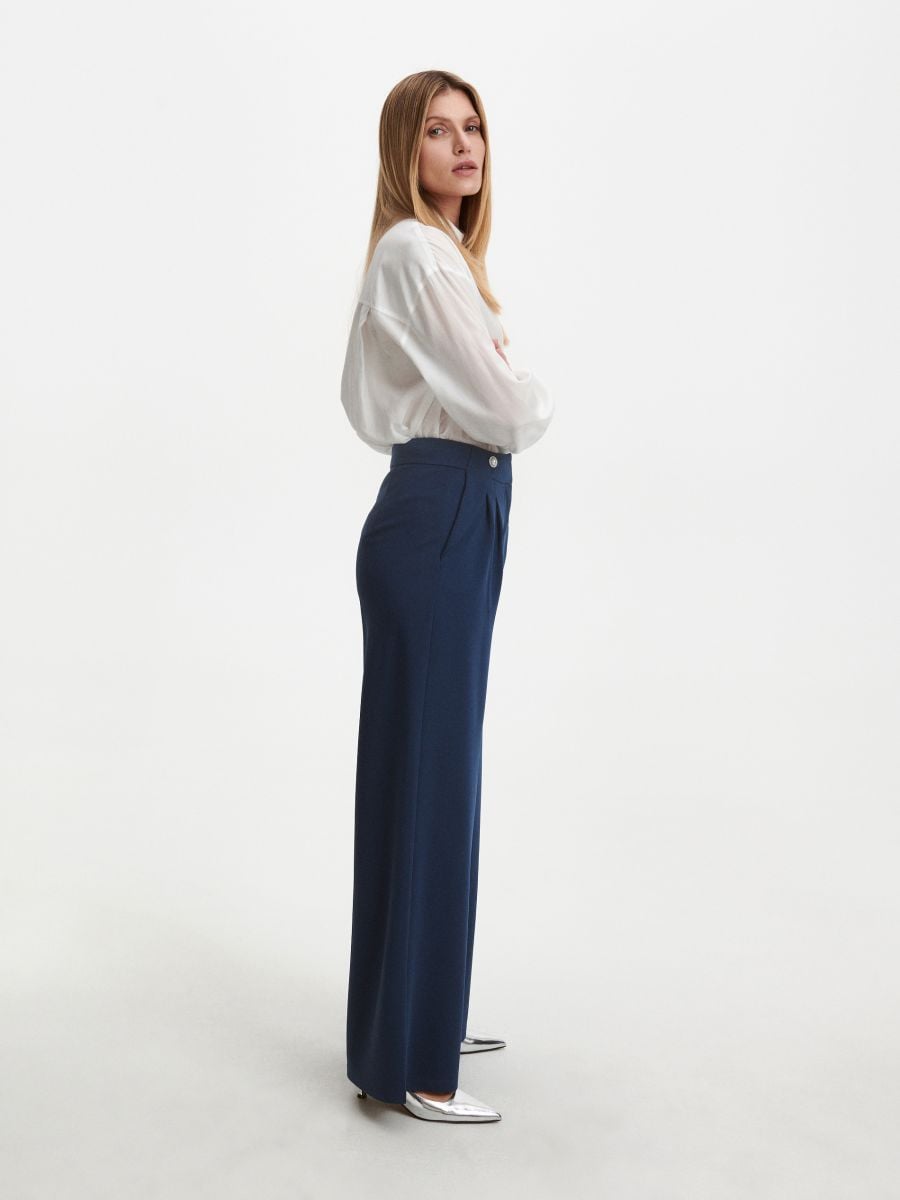 Trousers with ornament buttons - navy - RESERVED - 2