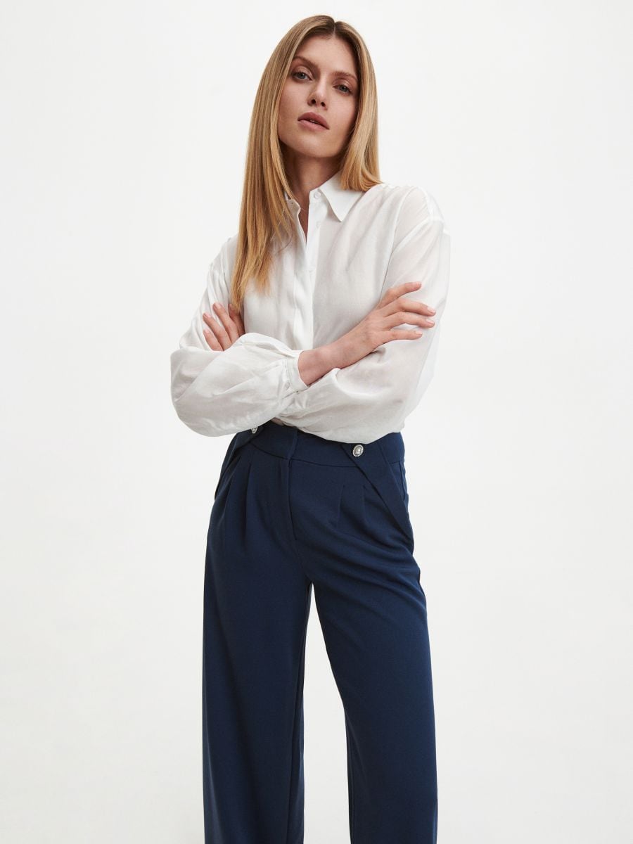 Trousers with ornament buttons - navy - RESERVED - 3