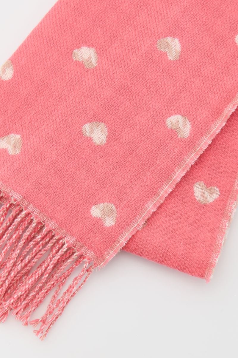 Heart print scarf with fringes - nude - RESERVED - 2