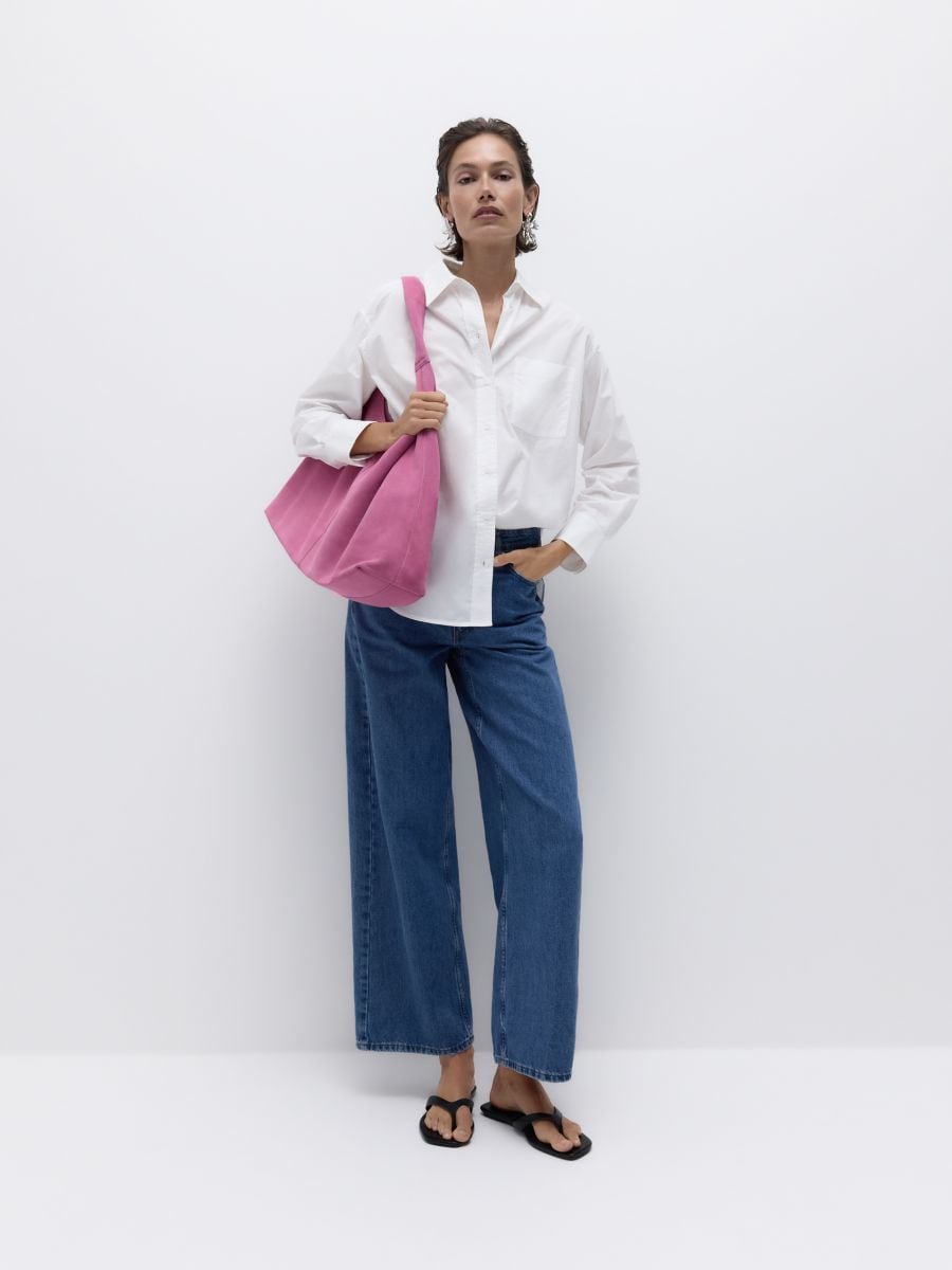 Suede shopper bag with pouch - hibiscus - RESERVED - 2