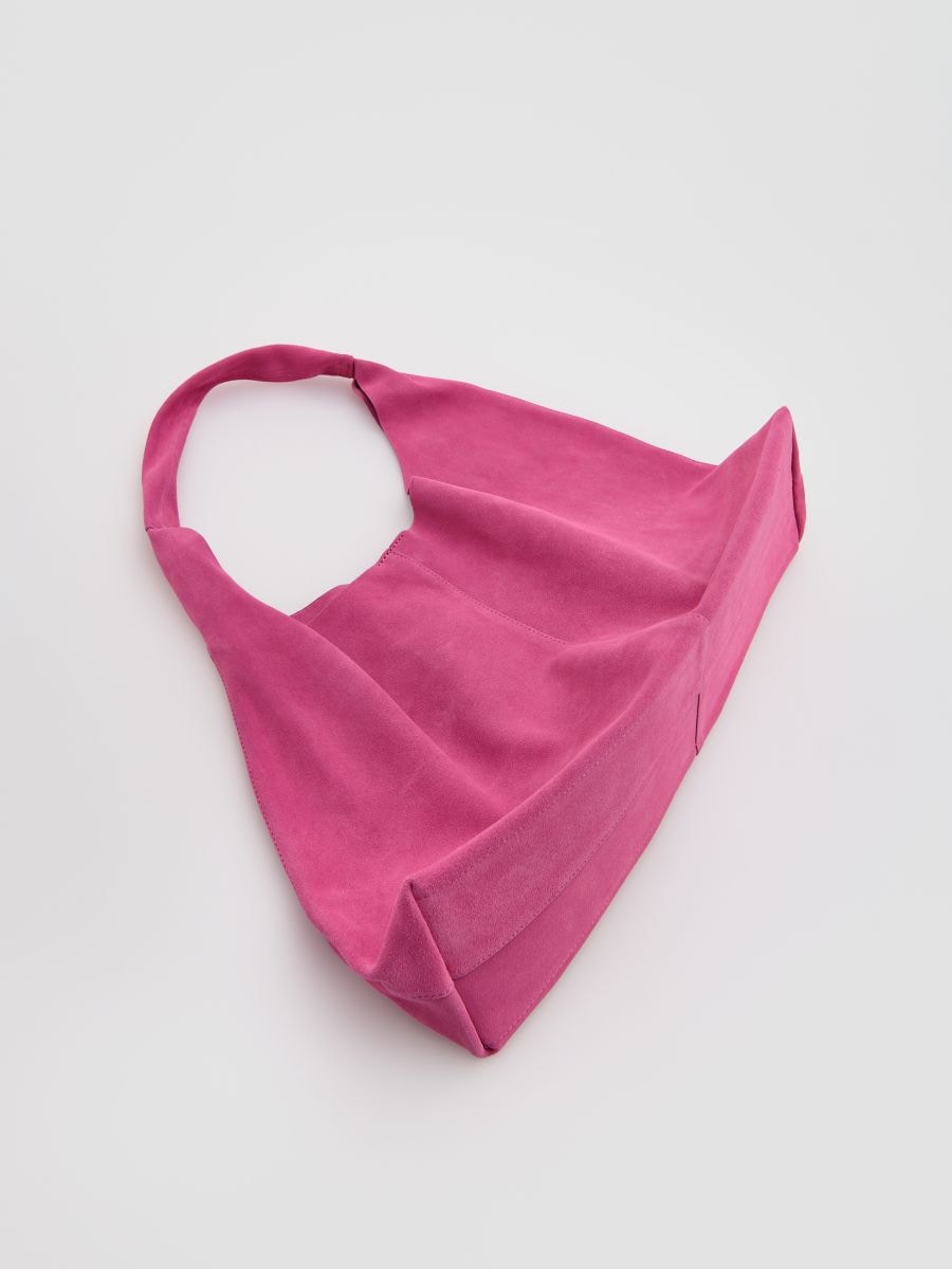 Suede shopper bag with pouch - hibiscus - RESERVED - 6