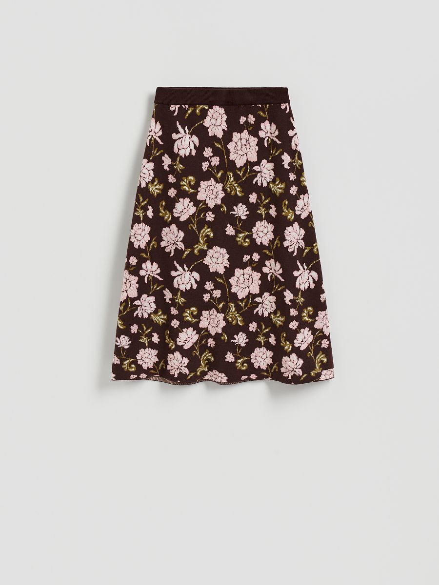 Jacquard midi skirt - multicolor - RESERVED