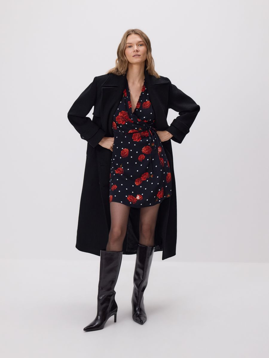 Εμπριμέ mini φόρεμα - μαυρο - RESERVED