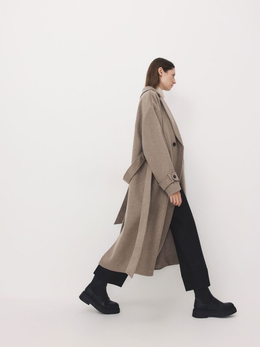 Classic coat with wool blend - beige - RESERVED - 4