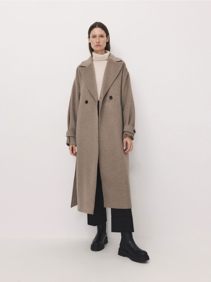 Classic coat with wool blend - beige - RESERVED - 2