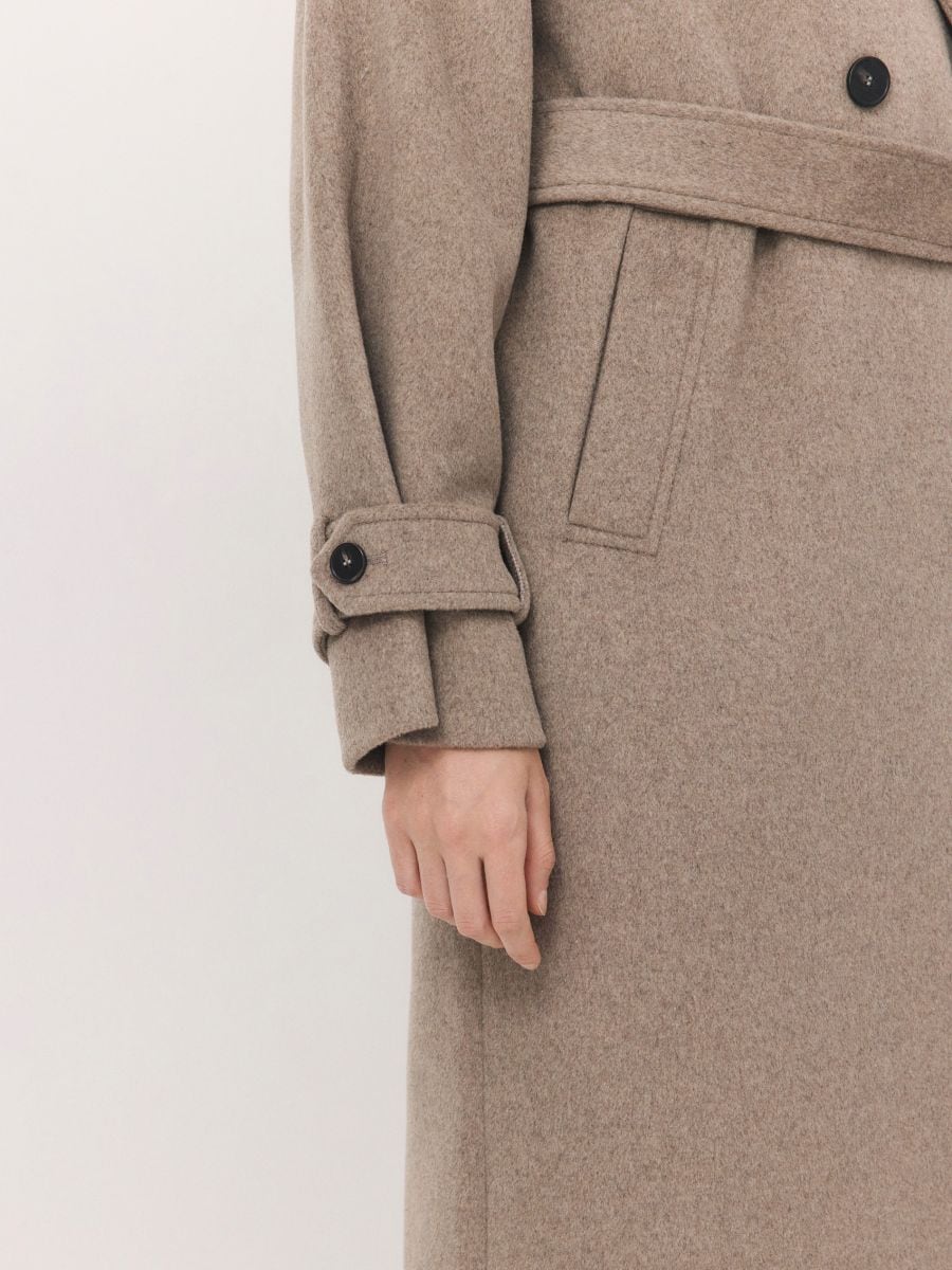 Classic coat with wool blend - beige - RESERVED - 3