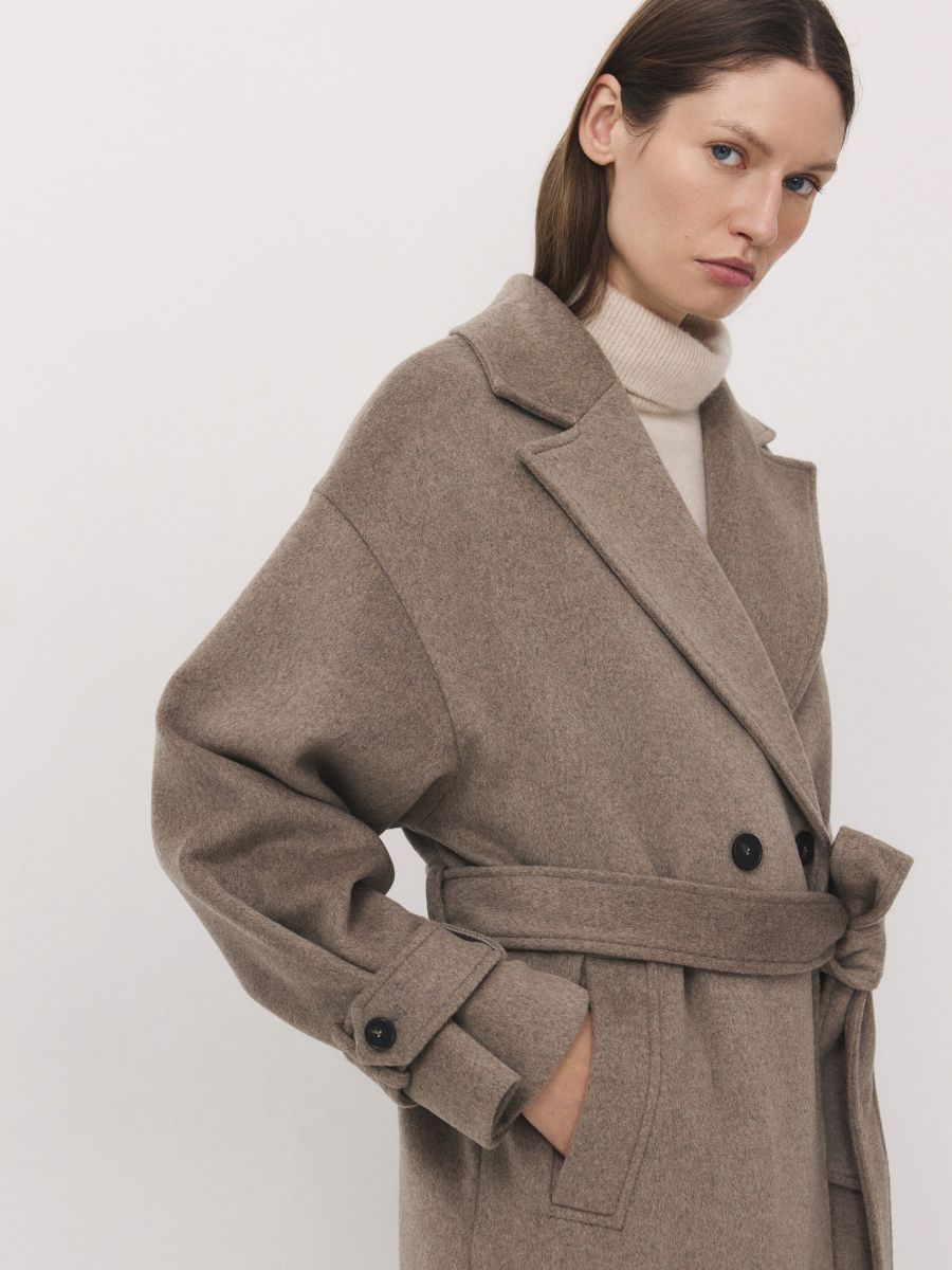 Classic coat with wool blend - beige - RESERVED - 5