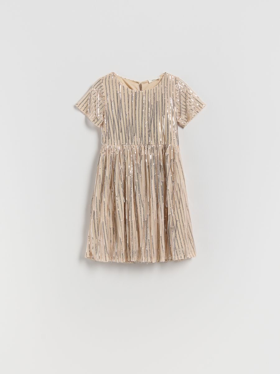 Fényes fonalú ruha - bézs - RESERVED
