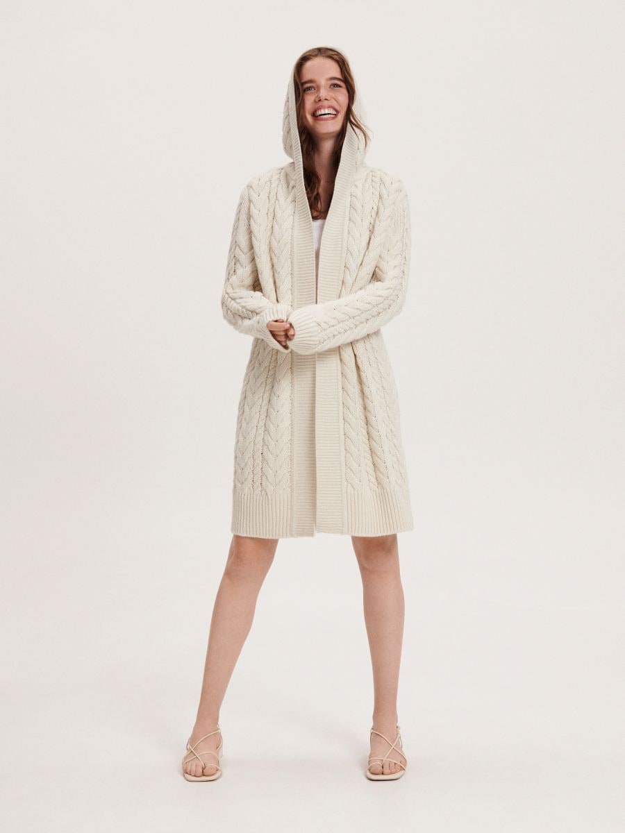 Hooded cardigan - nude - RESERVED - 3