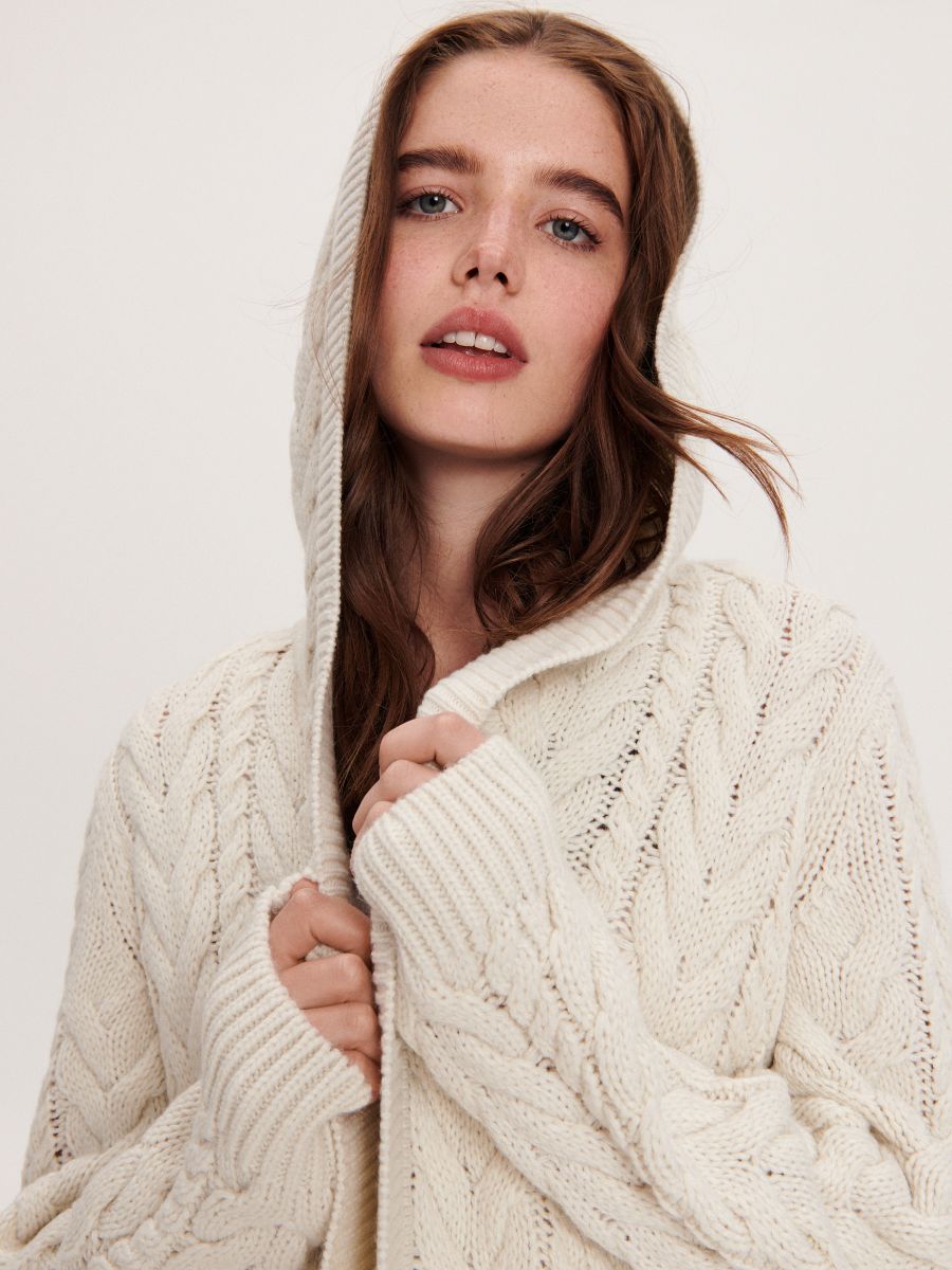 Hooded cardigan - nude - RESERVED - 4