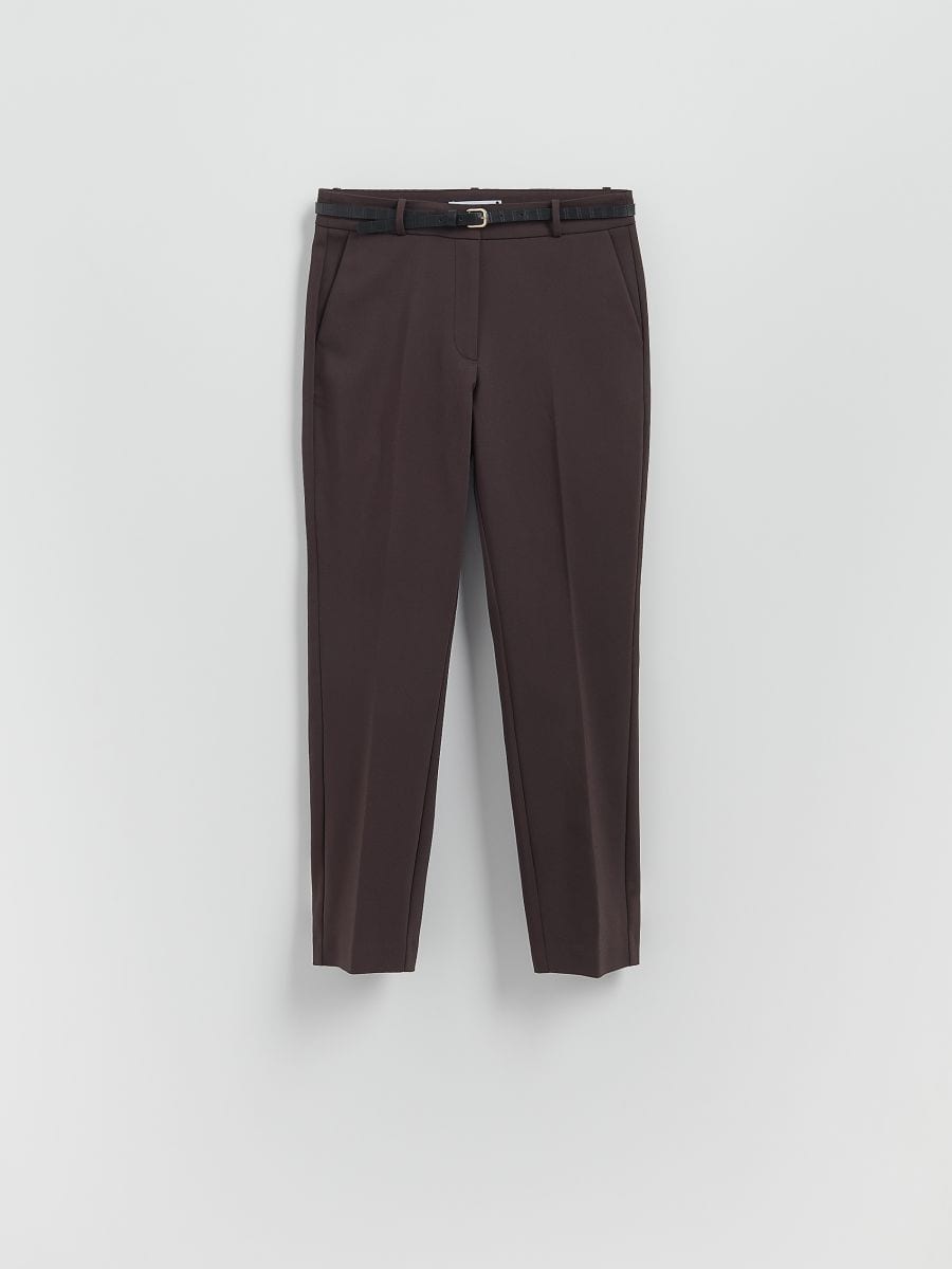Cigarette trousers with belt - dark brown - RESERVED