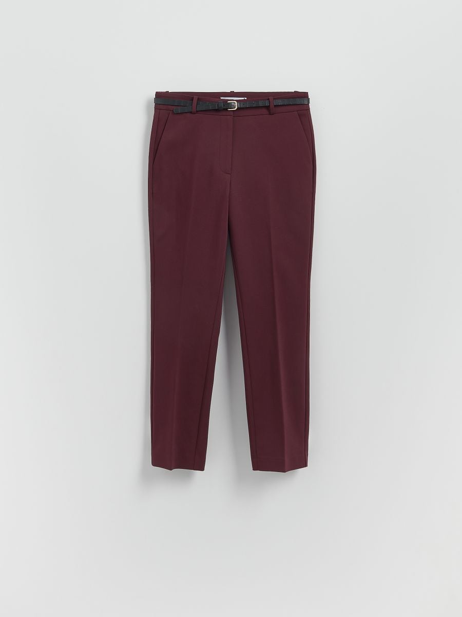Pantaloni tip țigaretă cu curea - mahon - RESERVED
