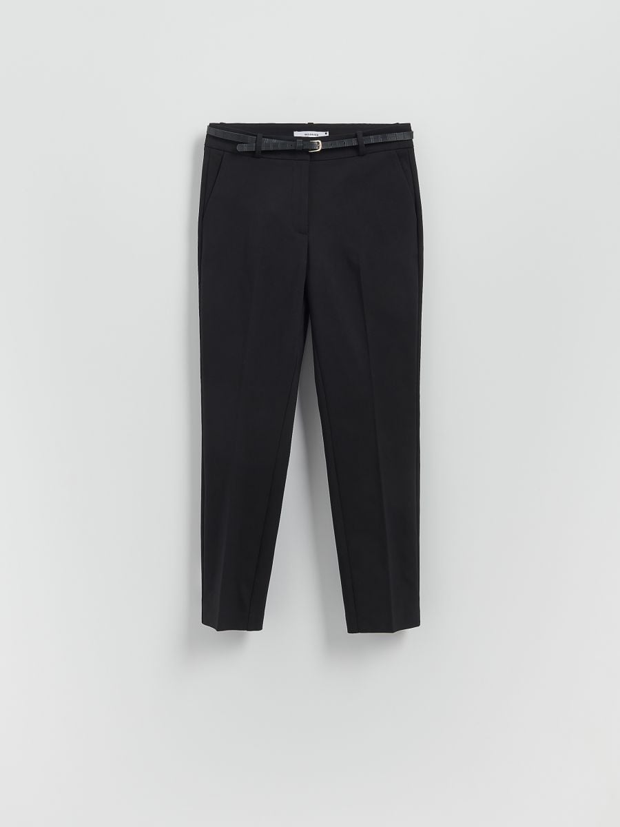 Cigarette trousers with belt - black - RESERVED