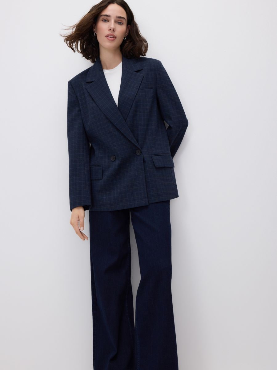 Veste à carreaux et double boutonnage - marine - RESERVED