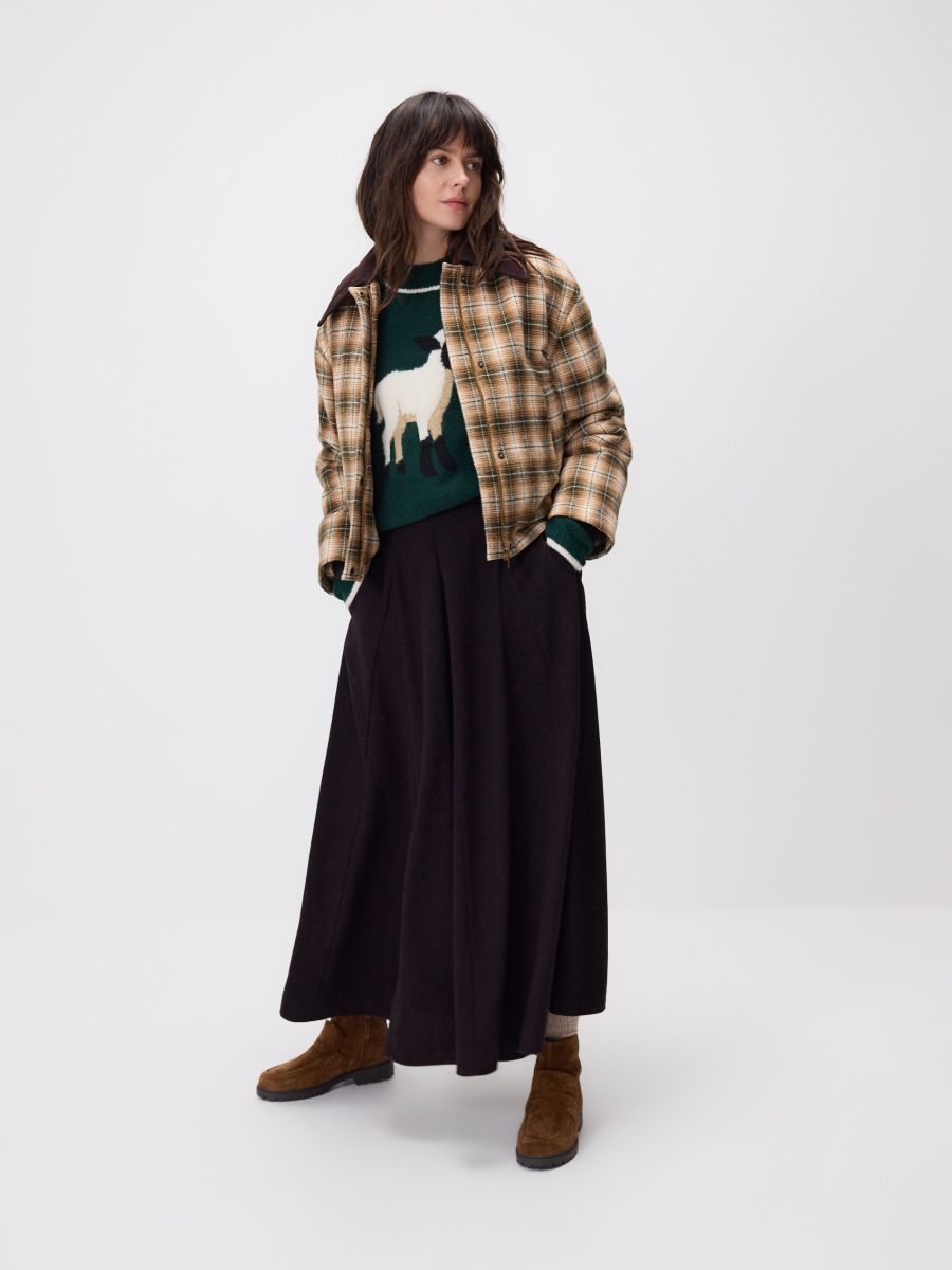 Midi skirt with wool - steel violet - RESERVED