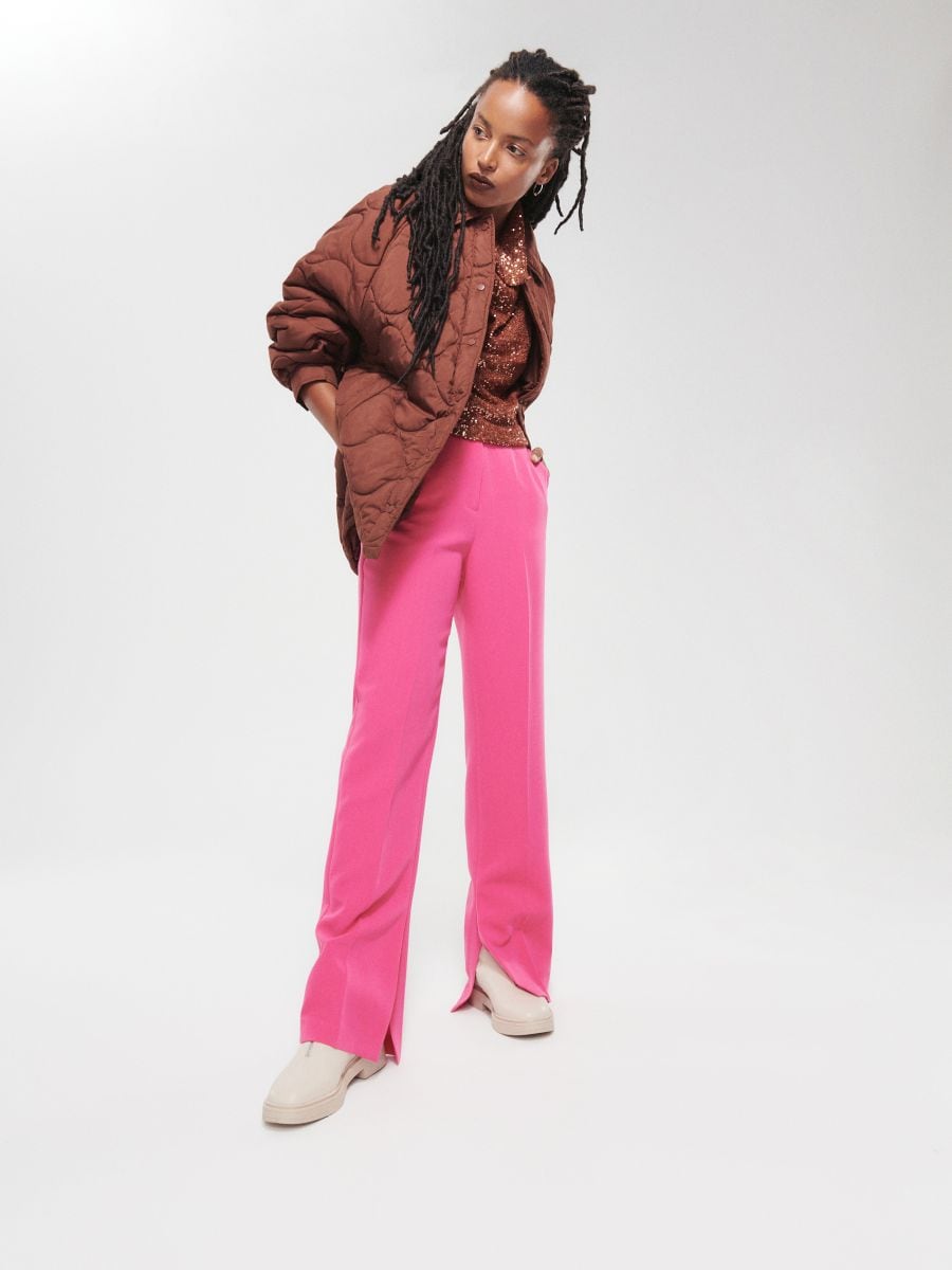 Harlequin Rose Pink Trousers | Libby London