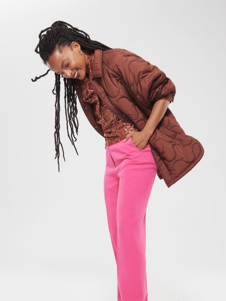 Pink Wide Leg Pants High Rise Paperbag | Ally Fashion