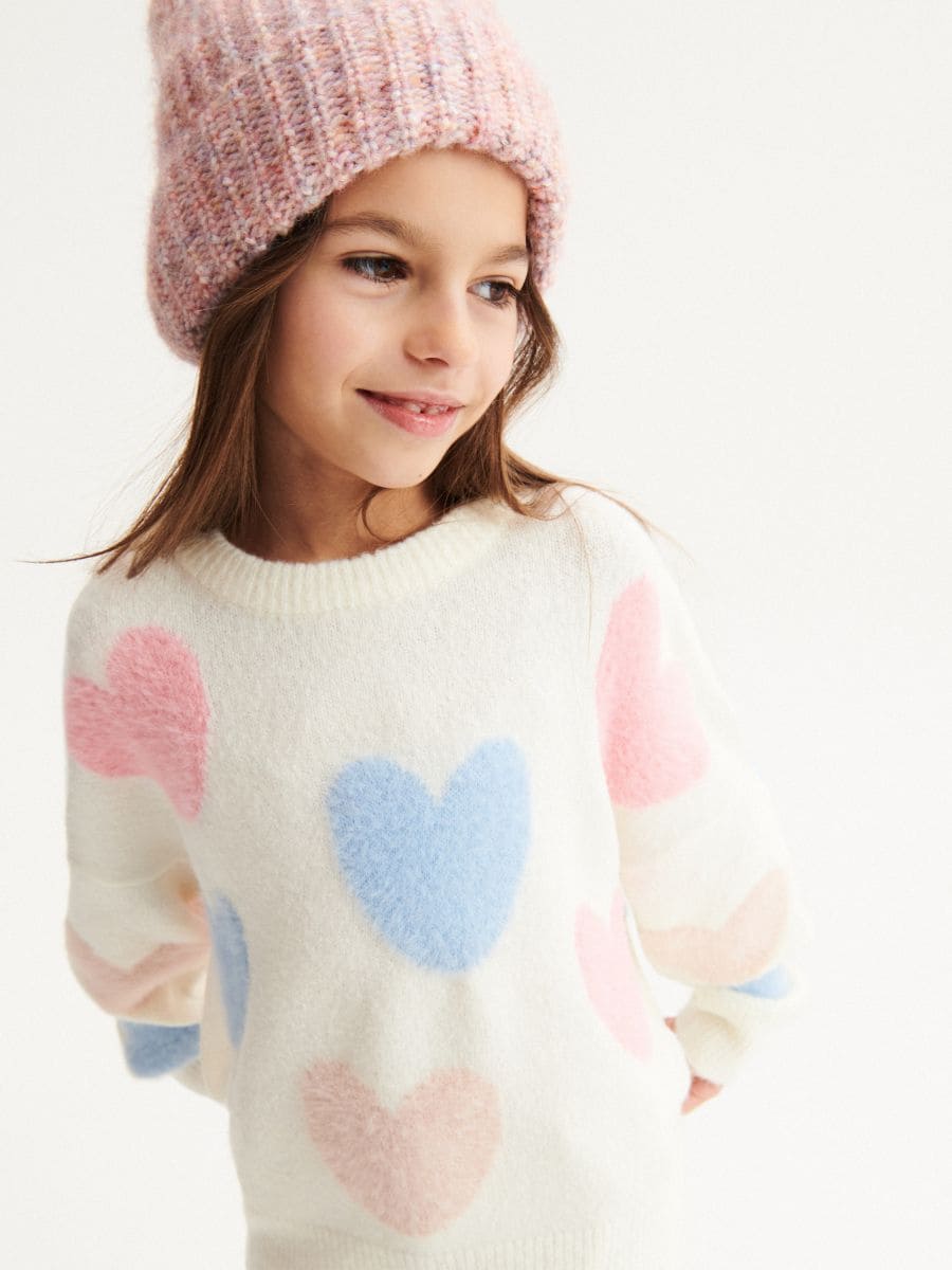 Heart pattern jumper - cream - RESERVED - 8