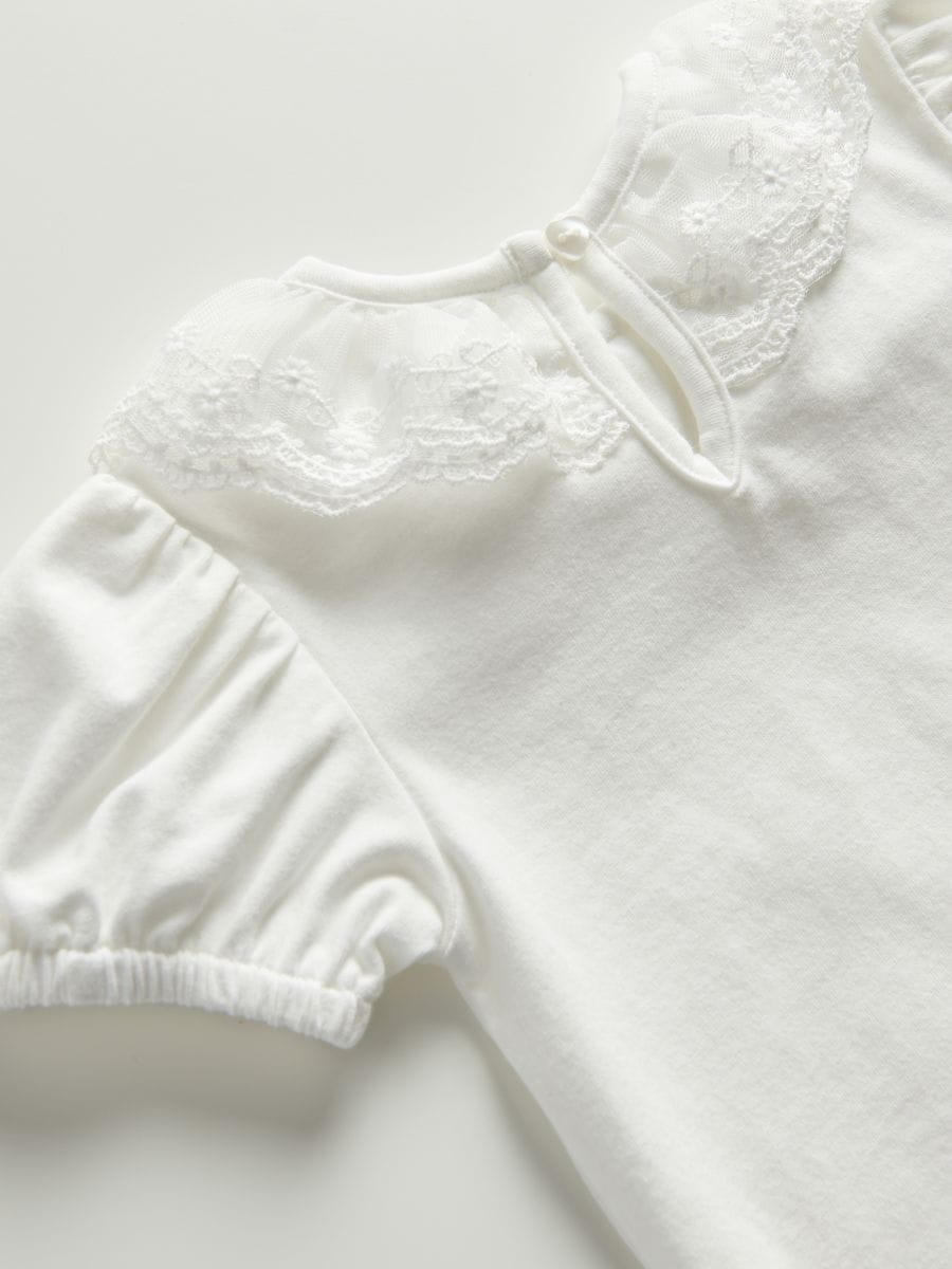 Bodysuit with ruffle detail - cream - RESERVED - 3